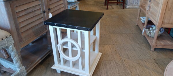 Lexi Side Table - White CL with a black metal top