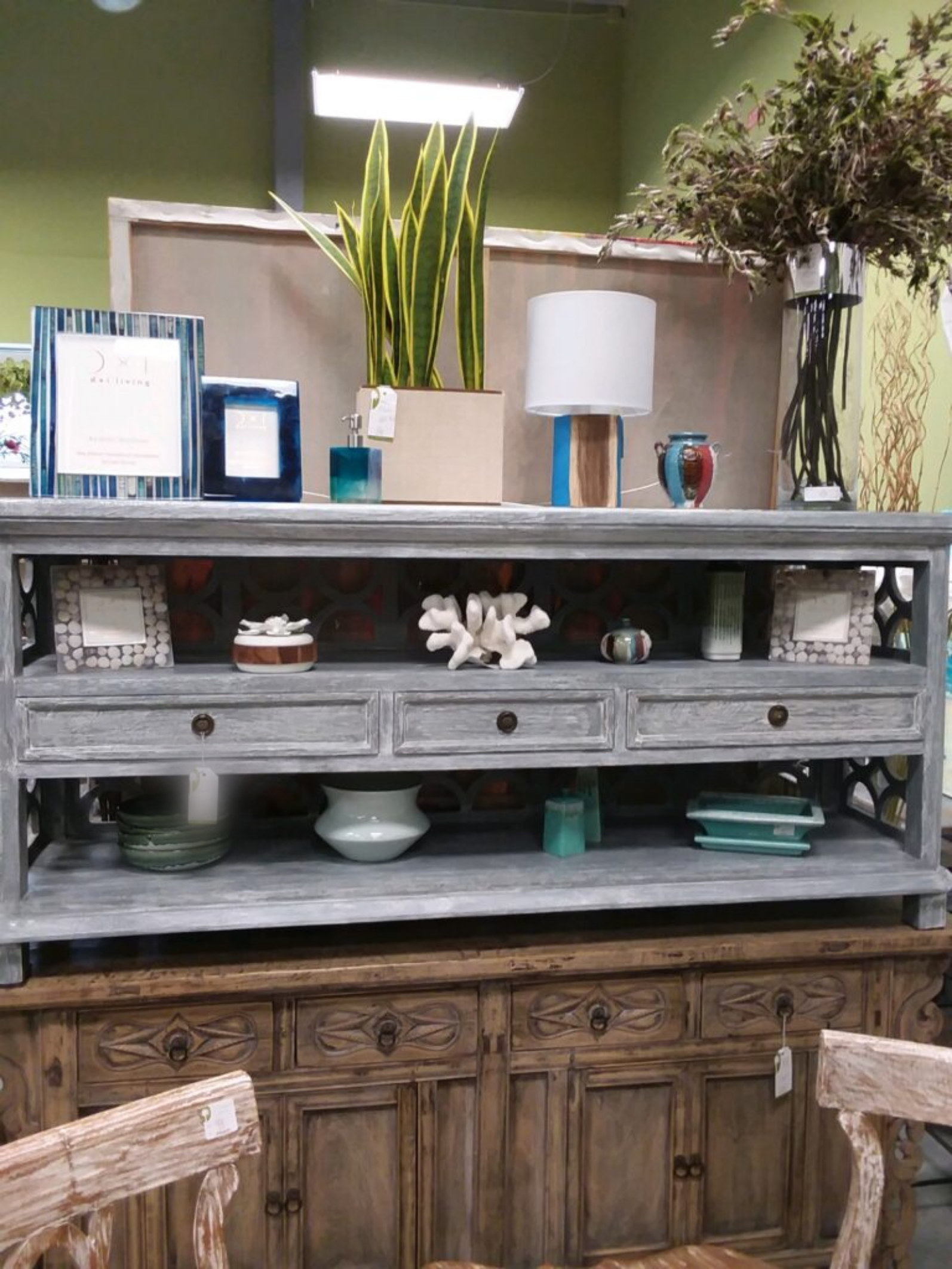 3 Drawer Open Console - Grey