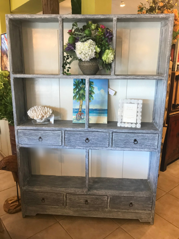 Bookcase with 6 Drawers - Grey