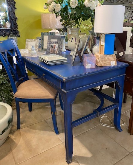 Cora Desk - Blue Electric - pictured with XX Chair