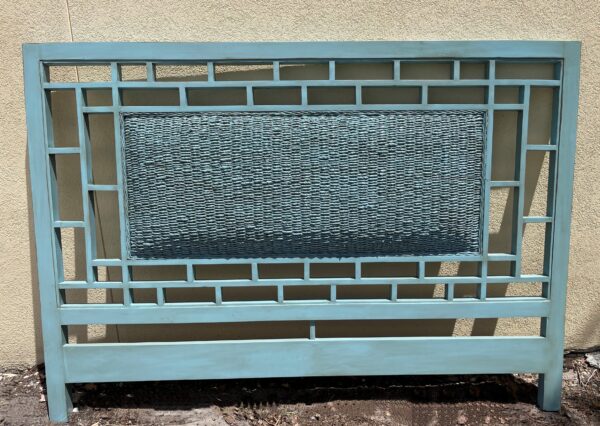 Flat Woven Window Pane Headboard Ocean Blue w/ Matched Weave