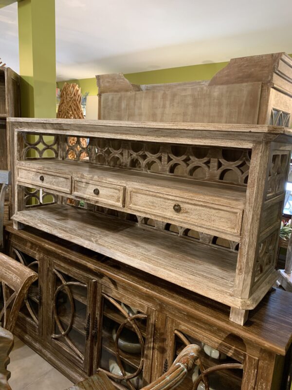 3 Drawer Open Console - White Wash