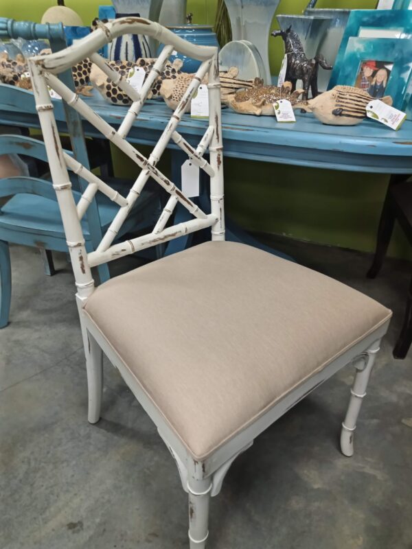 Bamboo Side Chair - White Rub