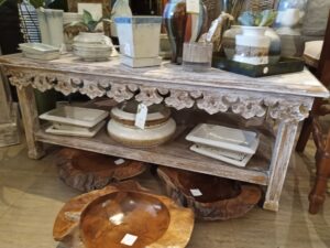 Carved Coffee Table - White Wash