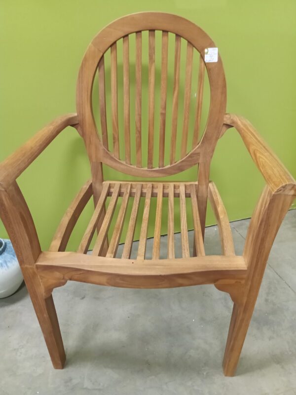 Stacking Oval Teak Arm Chair