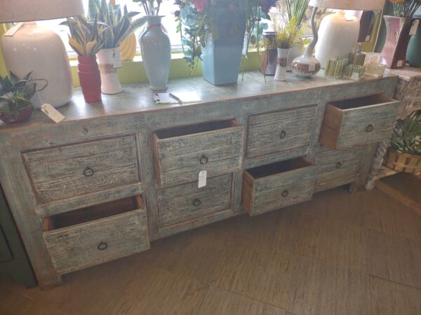 8 Drawer Rustic Console