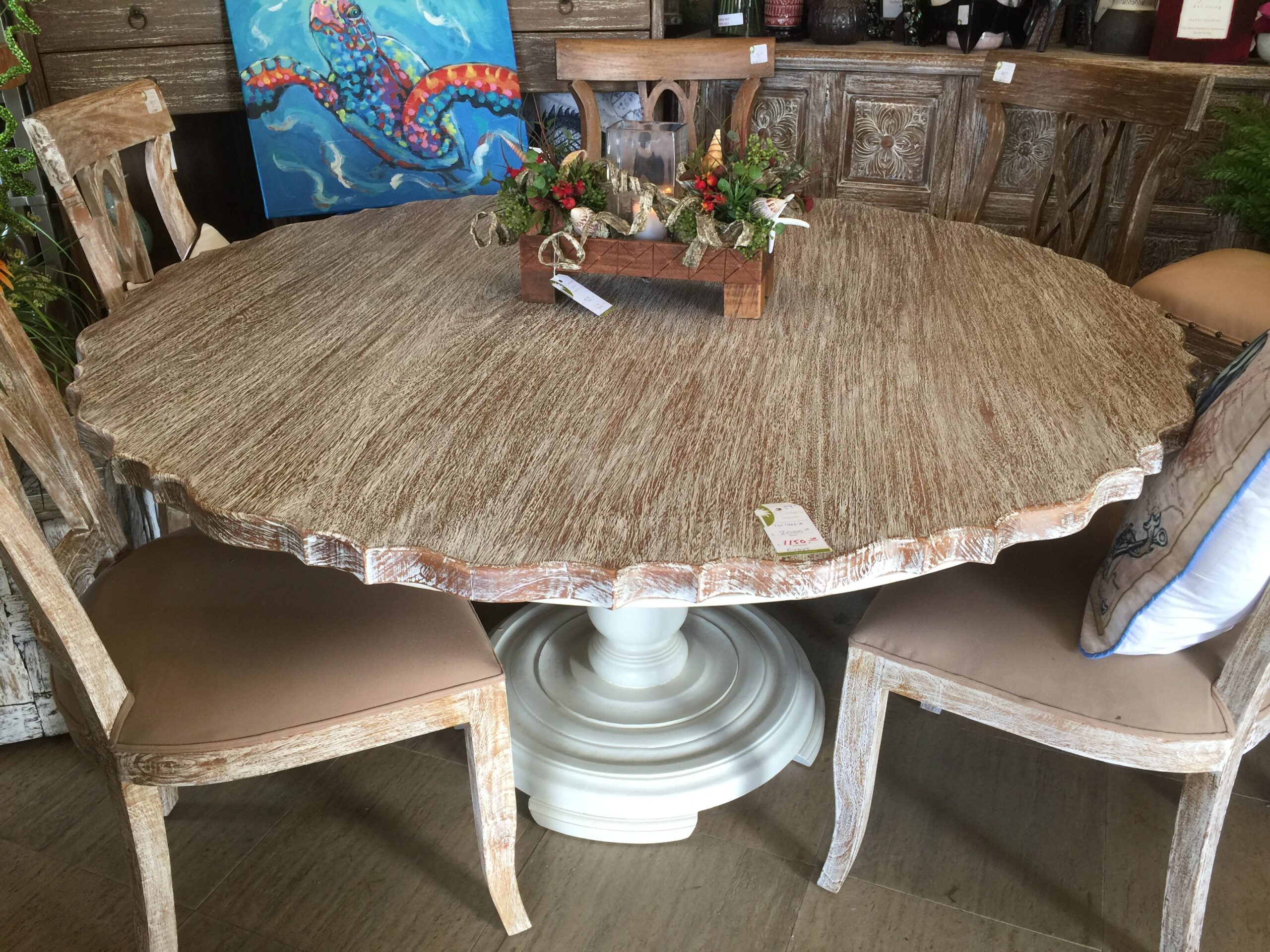 Dining Room Table Scalloped Ends Rectangle Wooden
