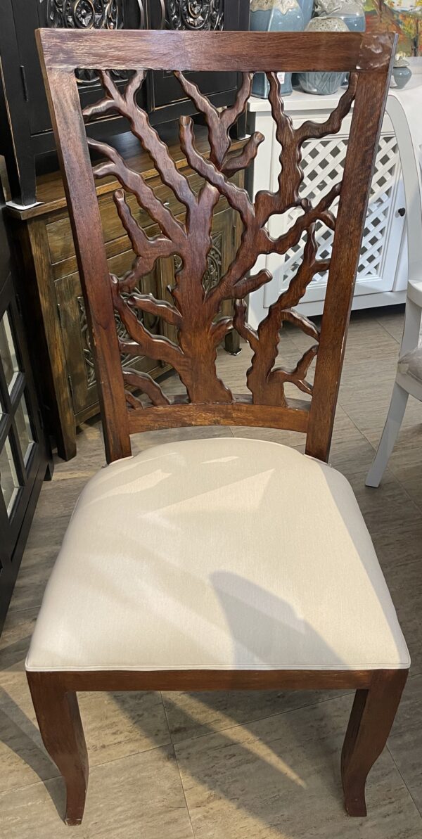 Coral Back "Ranting" Side Chair- Dark Walnut Textured (03)