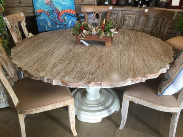 Scallop Flower Dining Room Table - White Wash