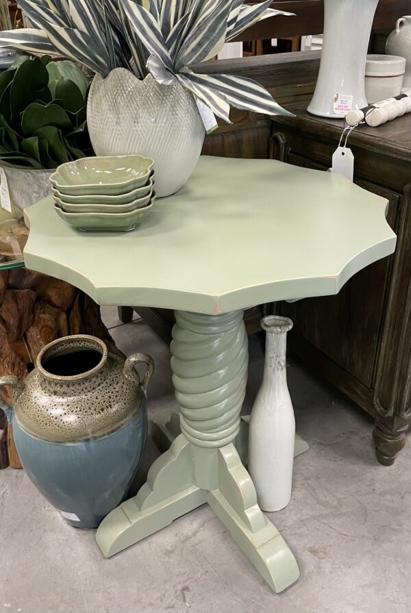 Scalloped Side Table- Celadon